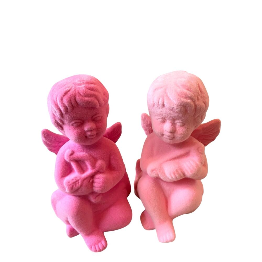 2025 Target Spritz 2pk Pink Flocked Valentines Cupid Cherub Figurines NEW